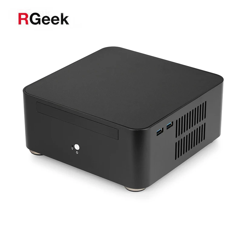 RGeek OEM Custom A80 Dust Proof HTPC Computer Cases Linux Mini PC Case PC Aluminum Mini ITX Tower Case with Drive Slot
