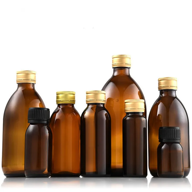 30 60 90 125 150  250 300 500 1000 ml Pharma Sirop Amber Glass Medicine Oil Bottle Cough Syrup