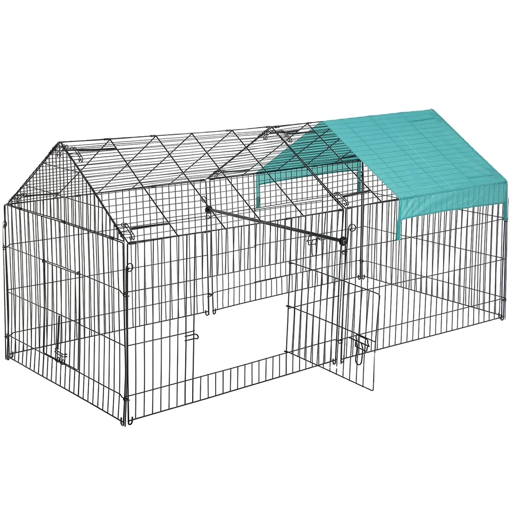 Metal Wire Outdoor Portable Chicken Coop Cages Playpen Commercial Chicken Coop With Chicken Coop Covers Sunshade