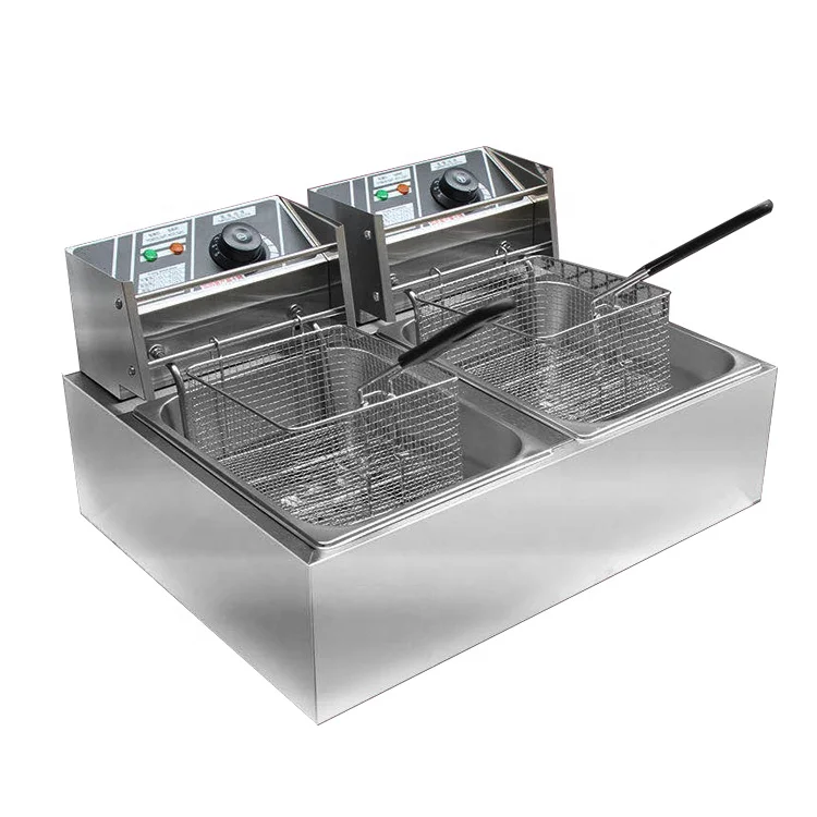 
Commercial stainless steel electric potato chips fryer machine chicken fryer machine double-tank fryer 