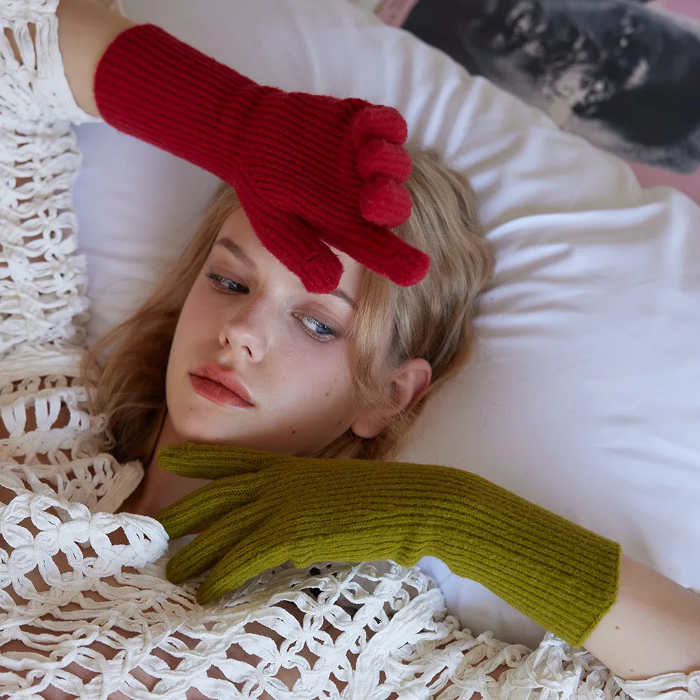 New Fashion Unisex Touch Screen Gloves Stretch Knitted Wool Blended Full Finger Soft Winter Solid Color Gloves