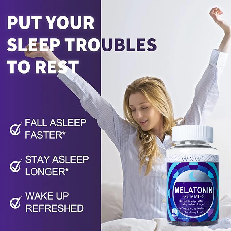 WXW High Quality Blackberry Flavor Melatonin Gummies In Stock Sleep Gummies Support Fall Asleep Faster