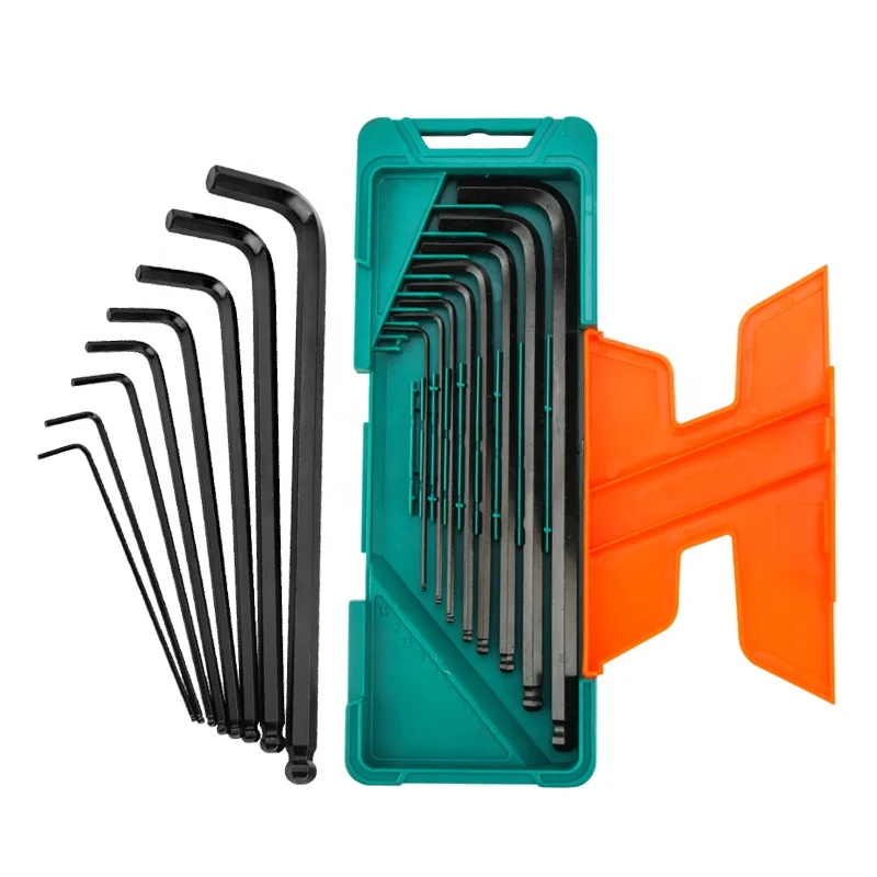 Factory Price 9 Pcs 1.5-10Mm CRV Material Hex L-Key Set Hex Key Short Long Allen Wrench Set