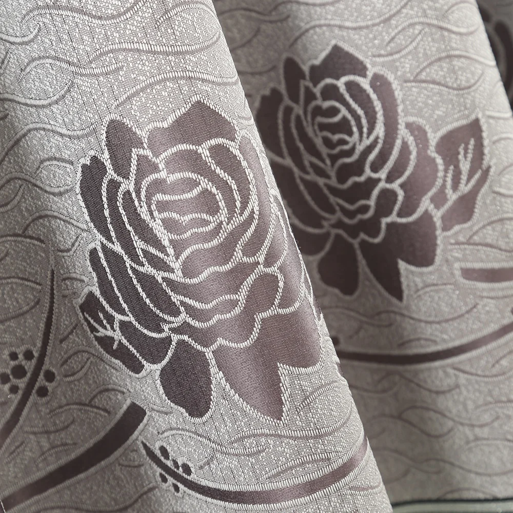 Rose Jacquard Curtain High Quality European and American Style Woven Gray Living Room Hotel Cafe 100% Polyester Jacquard Designs