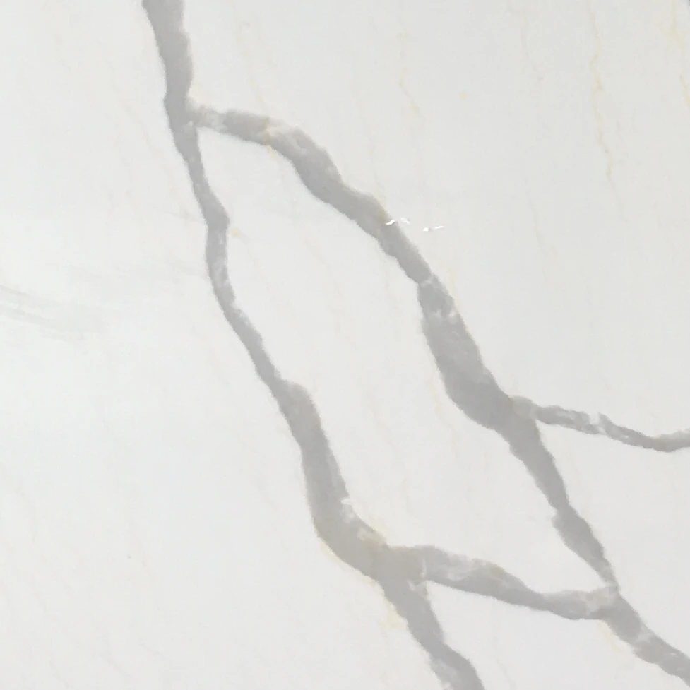 Artificial quartz stone kitchen countertops white calacatta grey veins fashion design China wholesale price