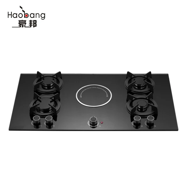 Модель 5111 г, стеклянная панель, газовая плита с 5 горелками