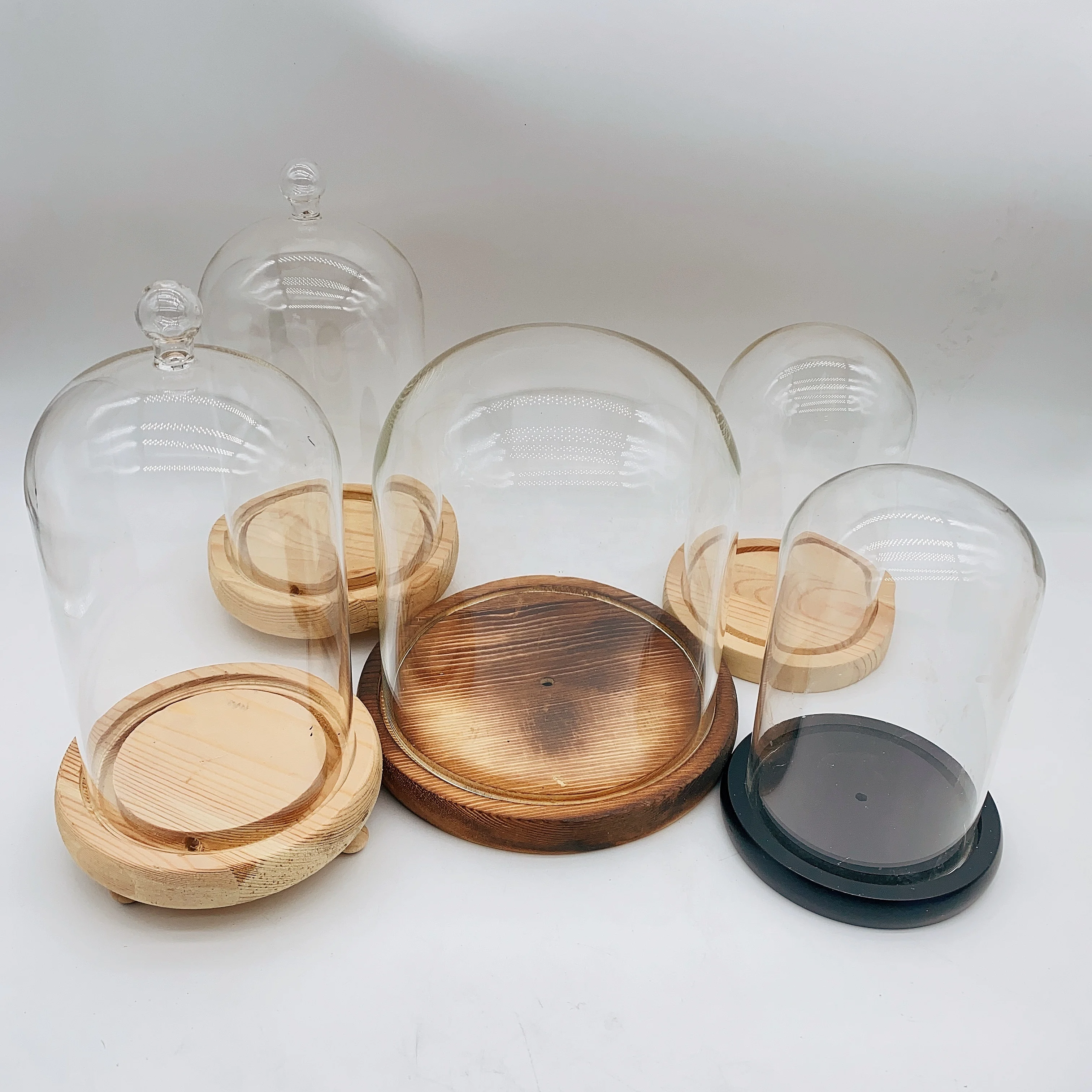 Reasonable Price Preserved Rose In Glass Dome Top Quality Mini Glass Dome With Base For Flowers