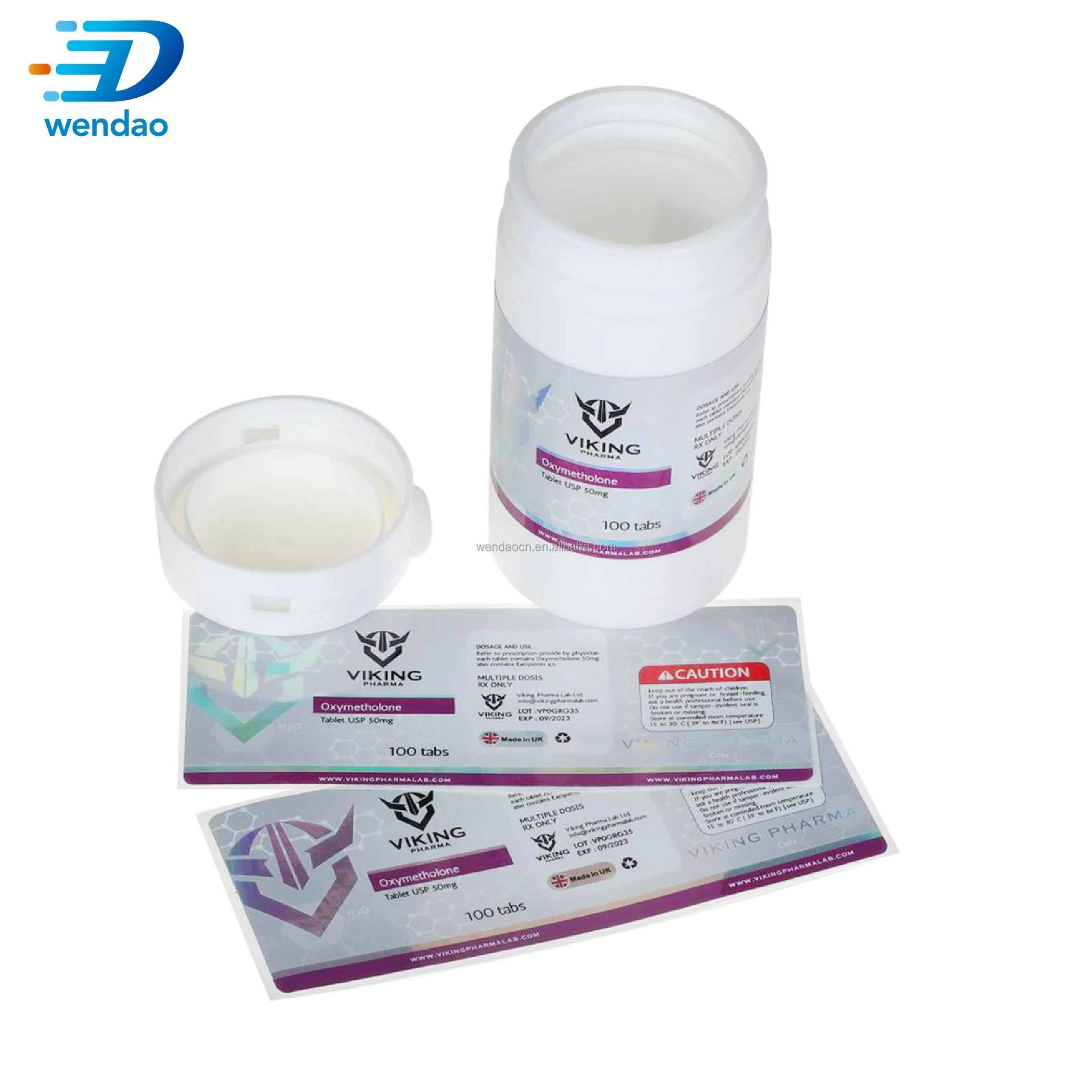 dragon pharma lab brand custom printed hologram pill bottle custom label