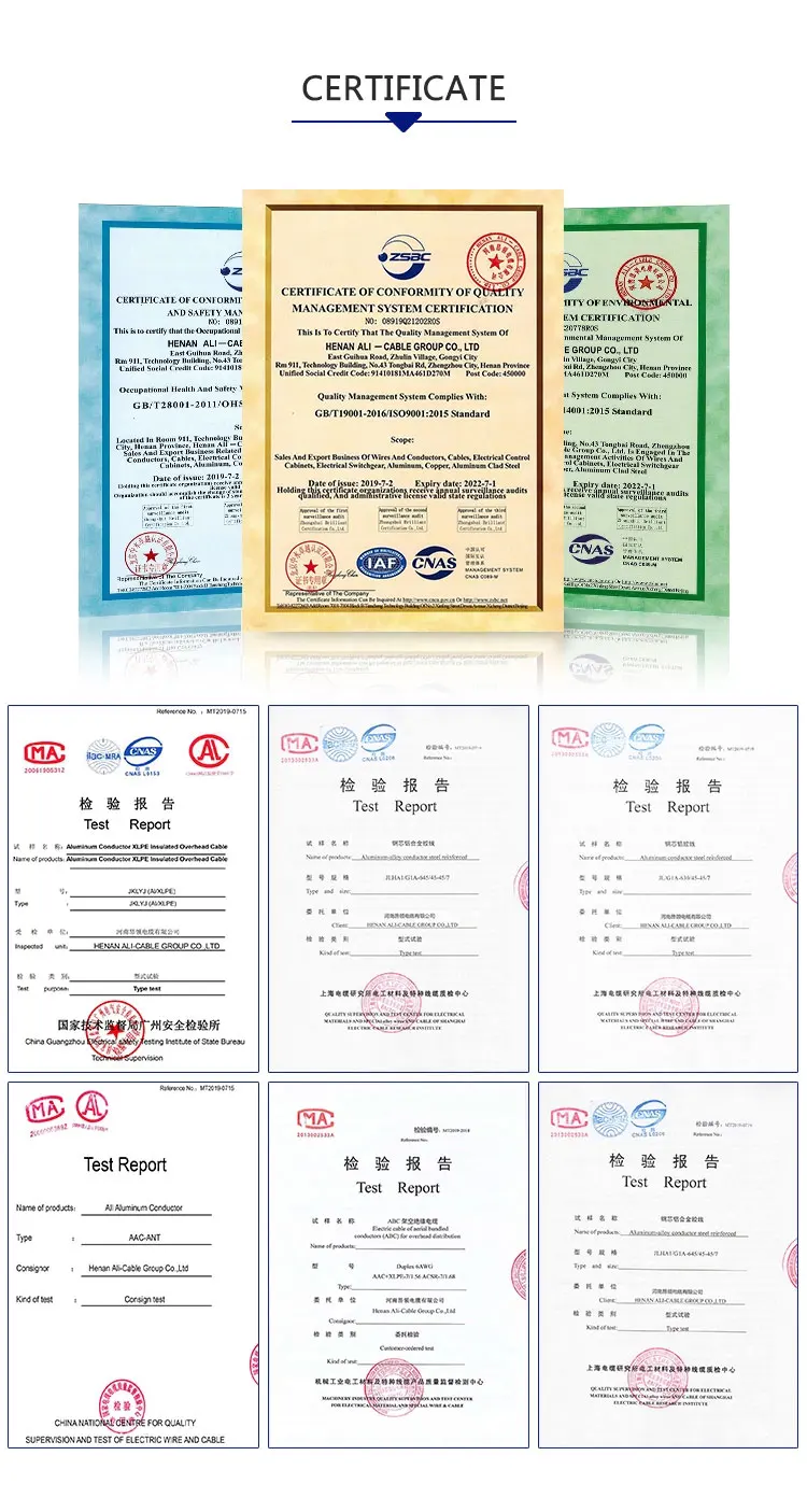 Ali-Cable Aluminum Aerial Bundle Cable Stranded XLPE PVE PE Rubber Heat-resisting Conductor Cables