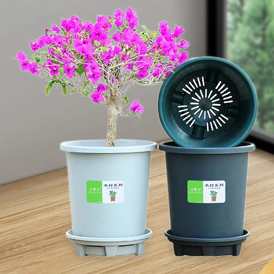 DD1422 Durable Plastic Home Garden Supplies 0.5 - 5 Gallon Flowerpot With Tray Outdoor Nursery Flower Pot Succulents Planter