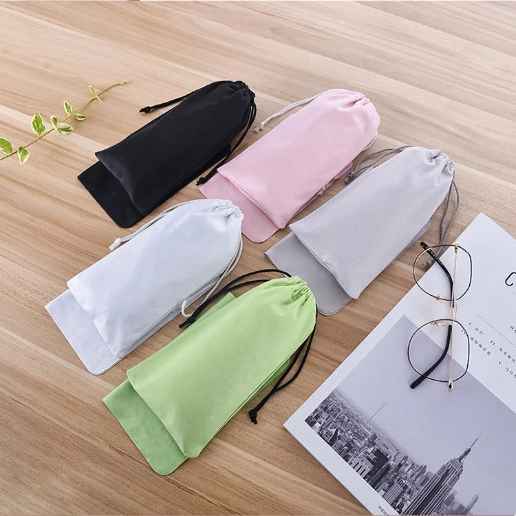 Custom Eco-friendly Sunglasses Pouches Microfiber Drawstring Bags Fashion Portable Glasses Bag With Logo