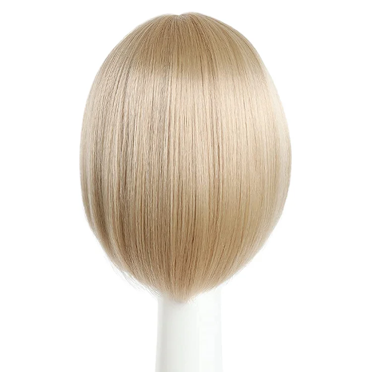 Machine Made Wigs Wholesale Price 150% Density Blonde Short Fiber Hair Silky Straight 10 inch bob wig for Sale Online
