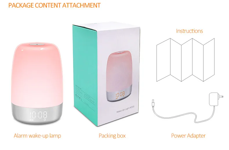 Sunrise Wake up Alarm Clock Nightlight with usb charging Analog Alarm Clock LED Bedside Lamp for Children