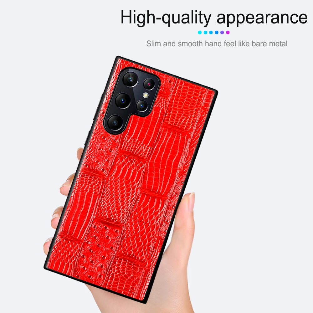 Geili Wholesale Good Quality Top Layer Cowhide Material Anti Fall Phone Case Protective Cover For Samsung S22 Z Flip