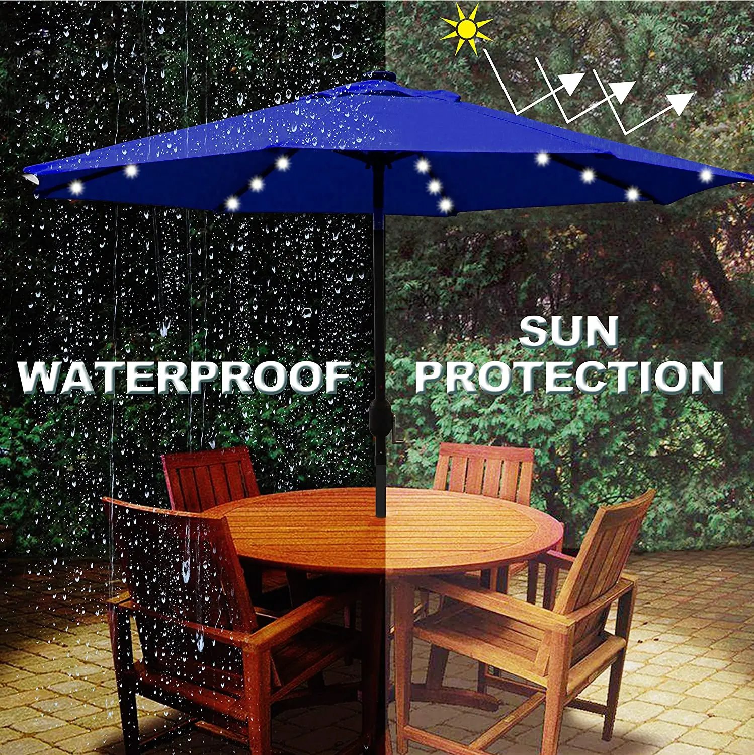Открытый Зонт 9 футов с солнечной панелью и зарядным устройством, зонт с 32 светодиодами с подсветкой для внутреннего дворика, зонт для стола с наклоном и кривошипом
