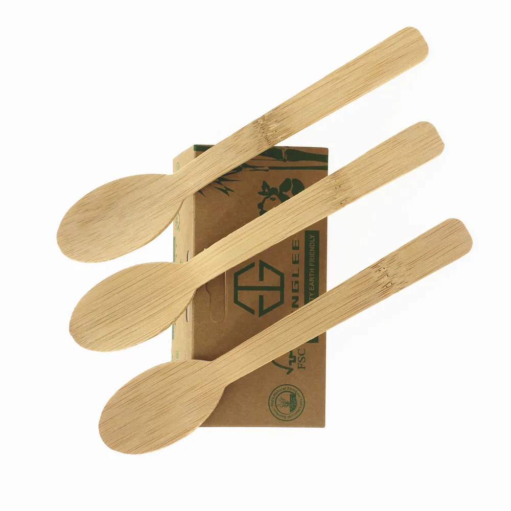 Disposable bamboo cutlery biodegradable plates set barbecue bamboo forks spoons knife