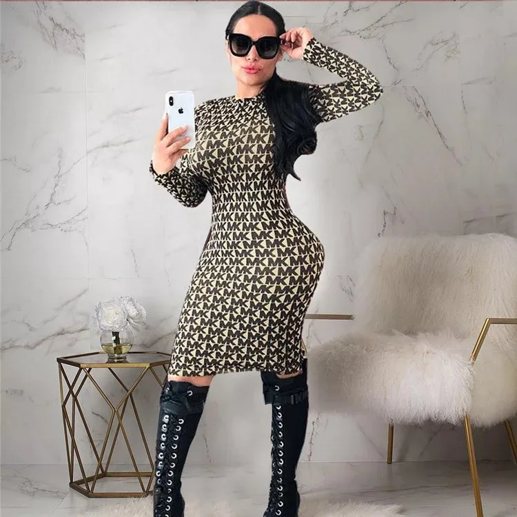Factory direct sale women Long sleeve Long skirt sexy tight dress elegant casual dresses