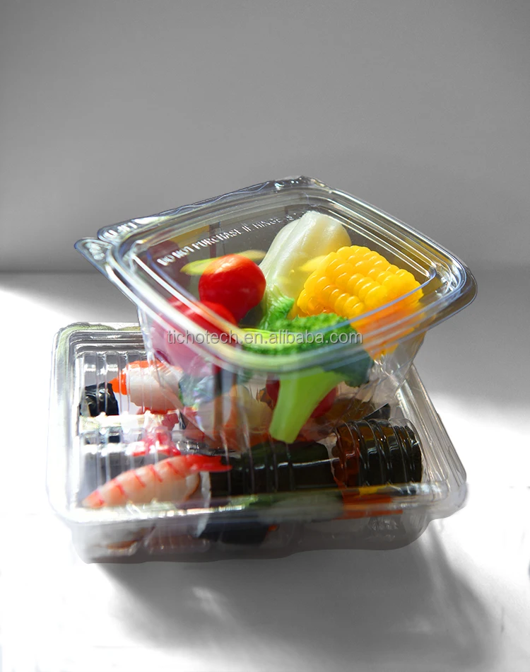 Disposable Fruit Boxes Salad containers PET Plastic Tray Dry Fruits & Vegetables Supermarket Use accept custom.