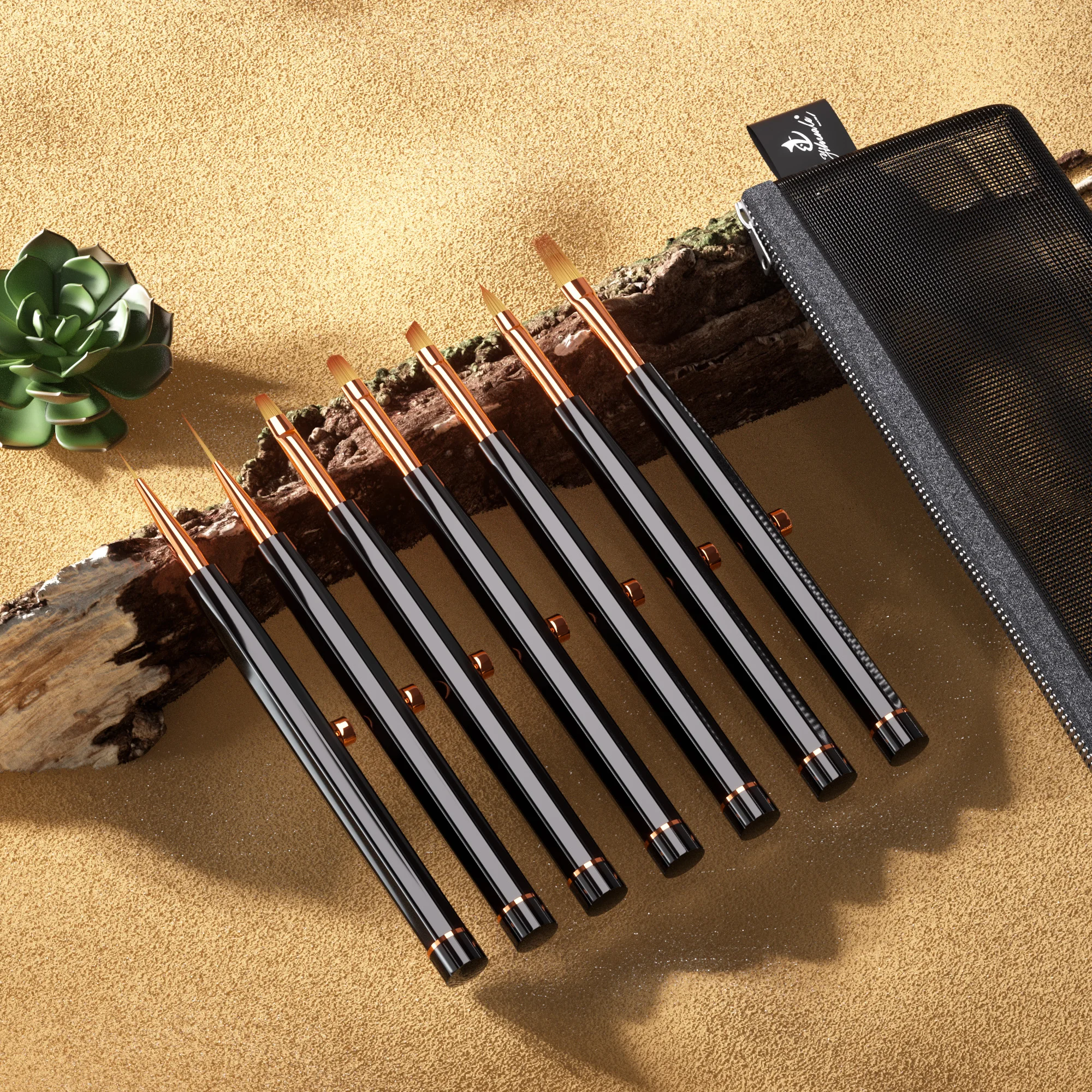 Набор нейлоновых кистей для ногтей 9 мм