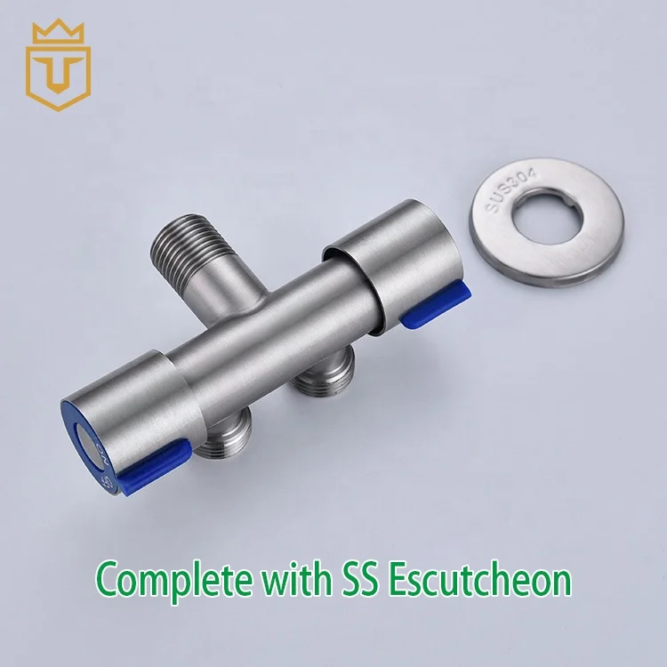 1 in x 2 out Two Way SS Angle Valve Stainless Steel