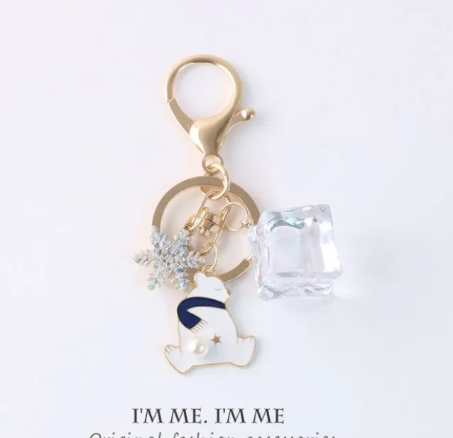 Wholesale Alloy Polar Bear Penguin Iceberg Snow Oil Dripping Metal Keychains