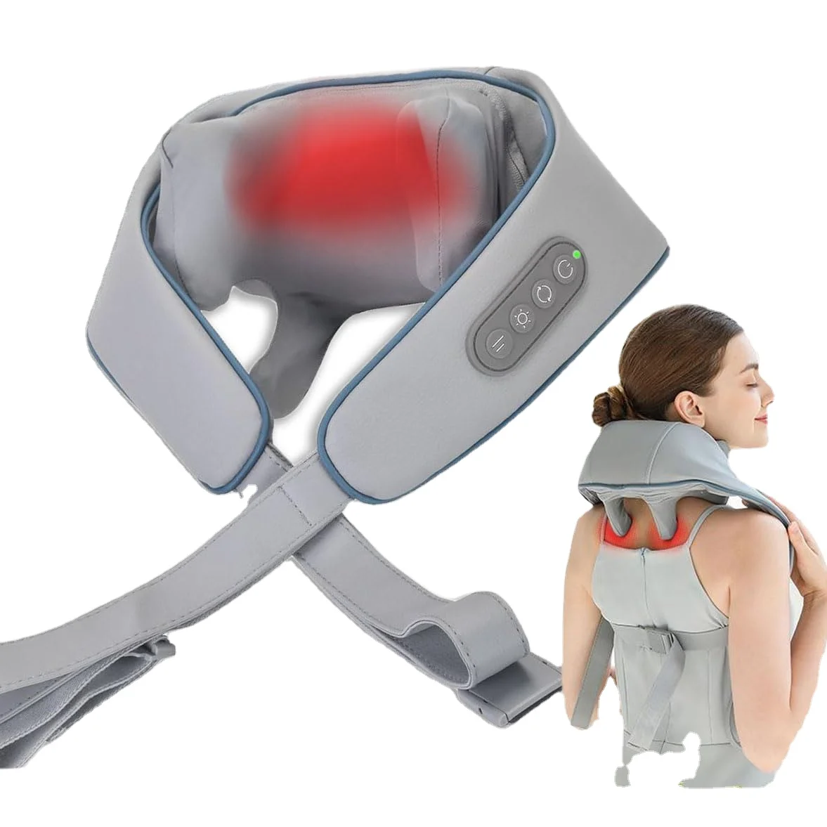Nowcozy Deep Kneading Neck and Shoulder Massager with Heat - 5D Cordless Mini Shiatsu Neck Massager for Pain Relief Deep Tissue