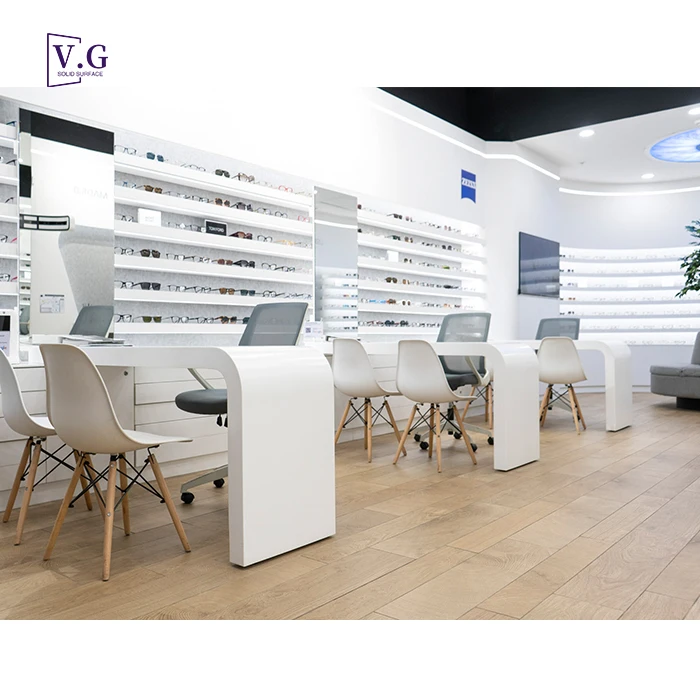 Customized Corian working table for glass shop jewelry work table solid surface work station table