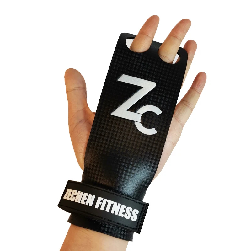 2 hole Carbon palm protect fitness gym guard weight lifting grip