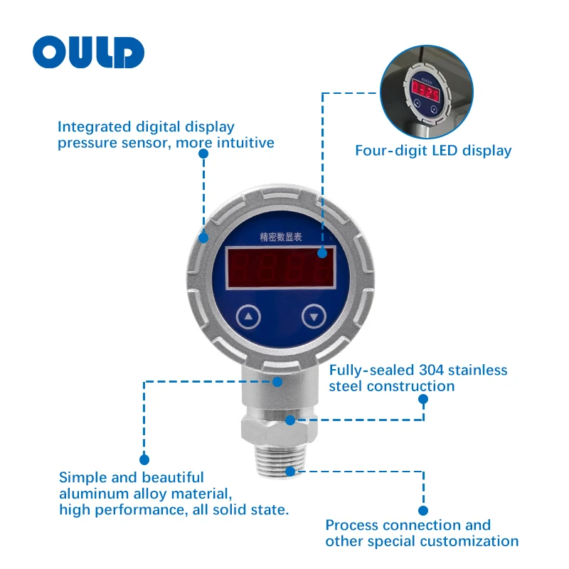 PDU-512  Manufacturer Digital Air Pressure Gauge Meter Manometer Oem Customized Pressure Gauge -1 To 5 Bar 50Bar 3000Psi