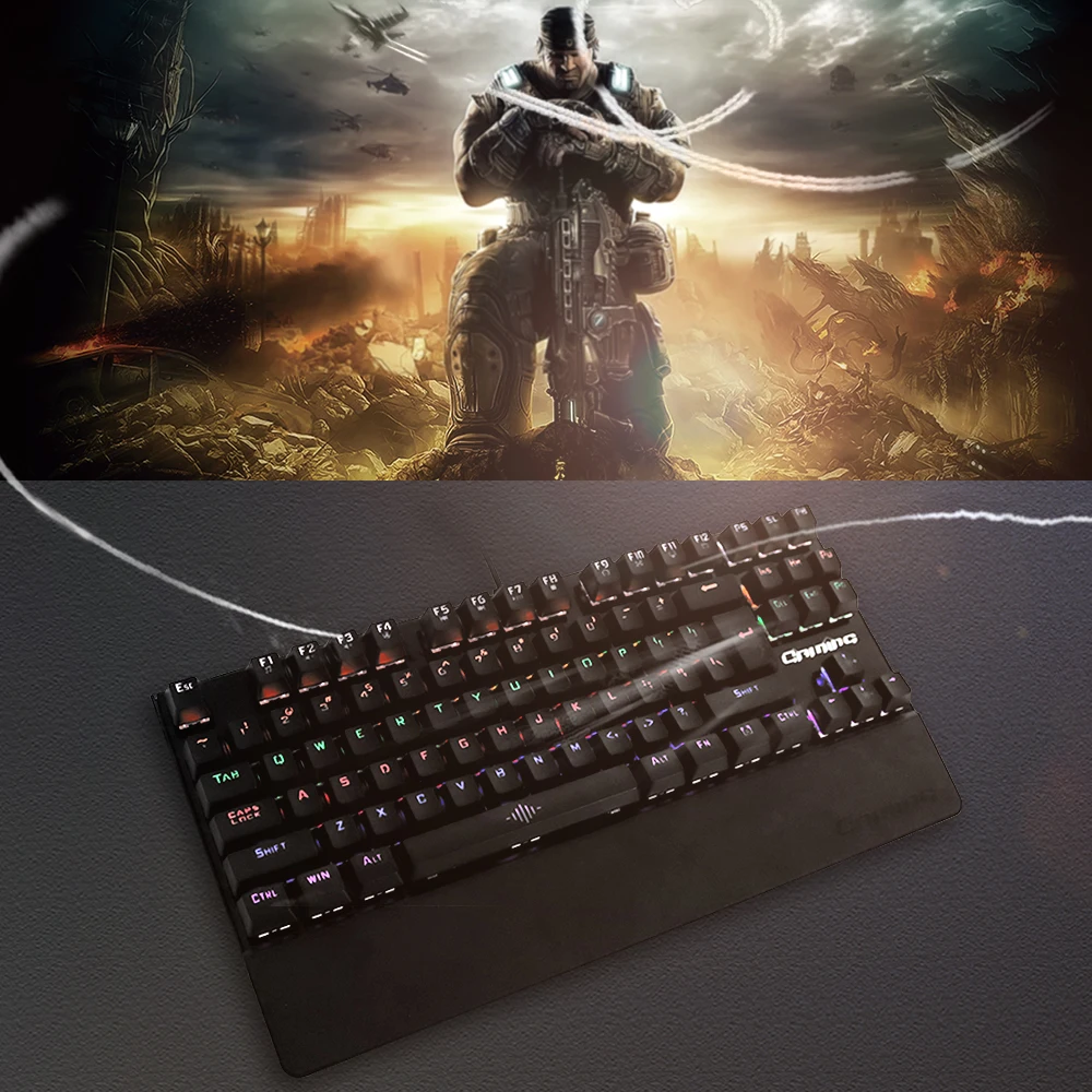 Механическая клавиатура Leadingplus с голубым переключателем 84 клавиши RGB подсветка USB Проводная игровая для ПК ноутбука