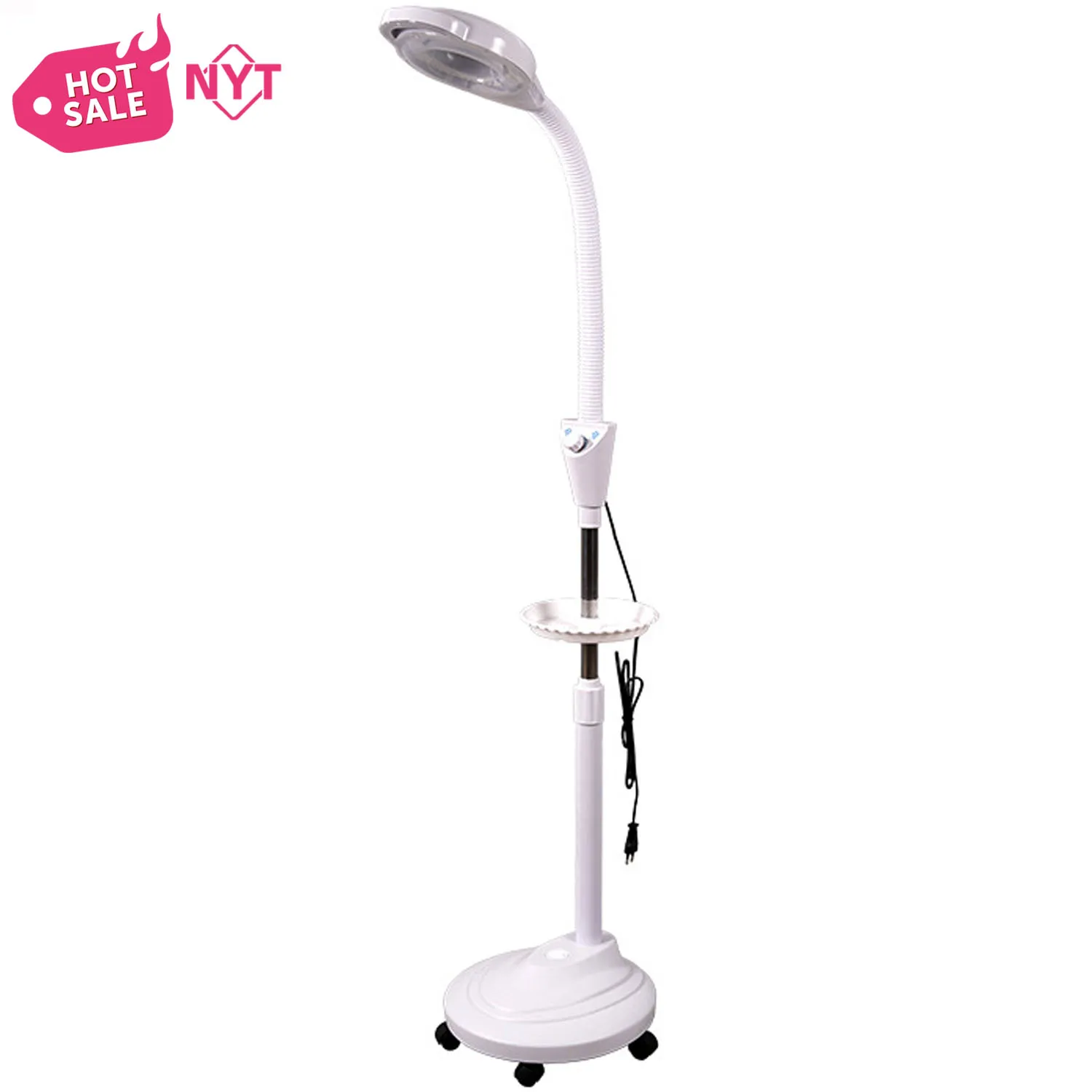 2024 With Trays Wheel Aesthetic For Skin Examination Clinic Facial Floor Cosmetic Beauty Glass Magnifier Led Magnifying Lamp
