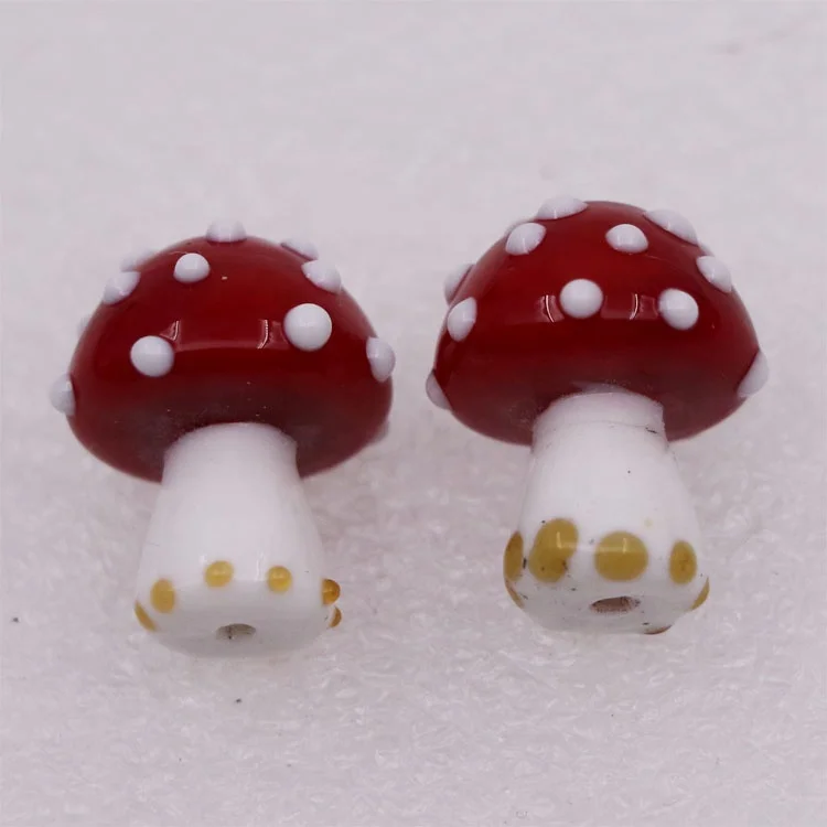 17*20mm Fancy Murano Art Glass Red Mushroom Beads with 2mm hole