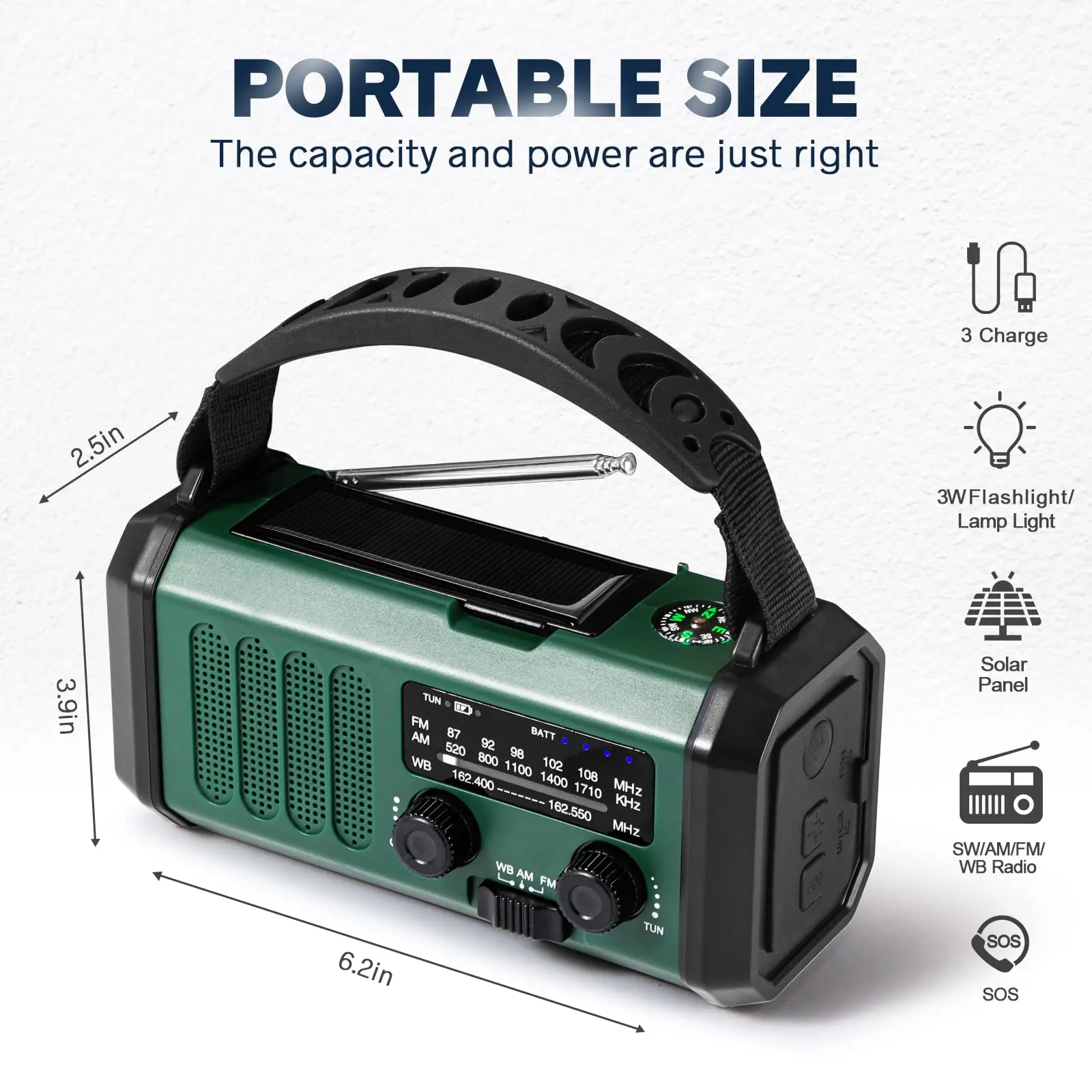 Cheap Hot Sale 10000mAh Emergency flashlight radio hand crank solar survival radio, NOAA Weather Radio for Reading Lamp