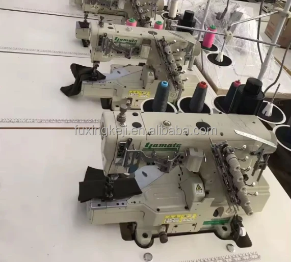Yamato VG2700-8F 3 Needle 5 Thread Cylinder Bed Interlock Stitch Machine for General Seaming Hemming with Active Thread Control