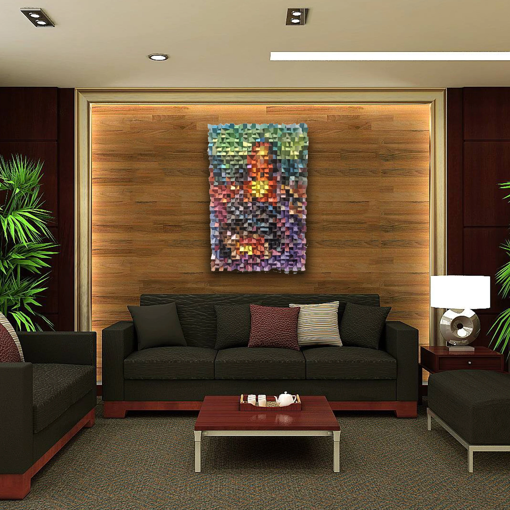 Hand-painted acrylic physical block 3 d world pattern painting Mona Lisa