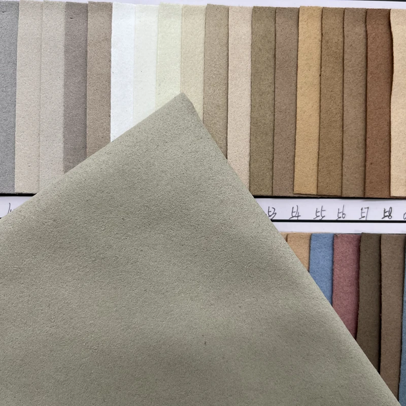 Super good quality 0.6mm suede microfiber leather for shoes lining backing artificial suede microfiber leather shoes material