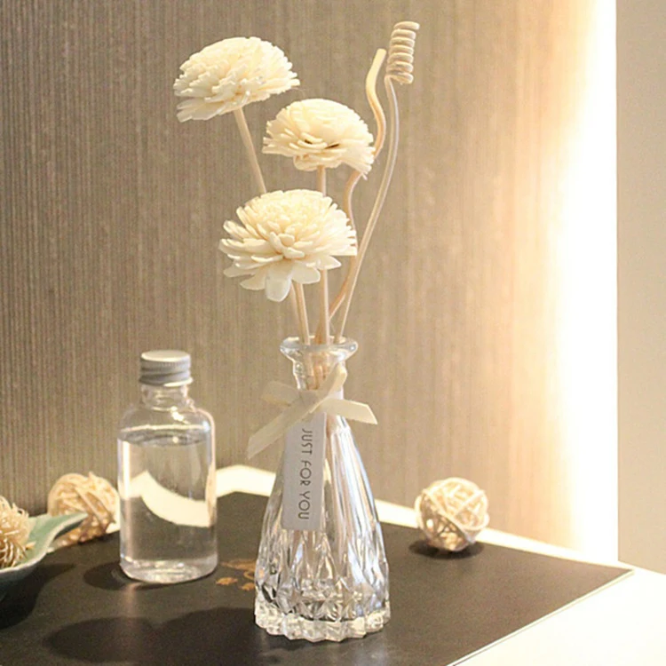 
Empty Clear Glass Reed Diffuser Oil Bottle with Rattan Sticks 