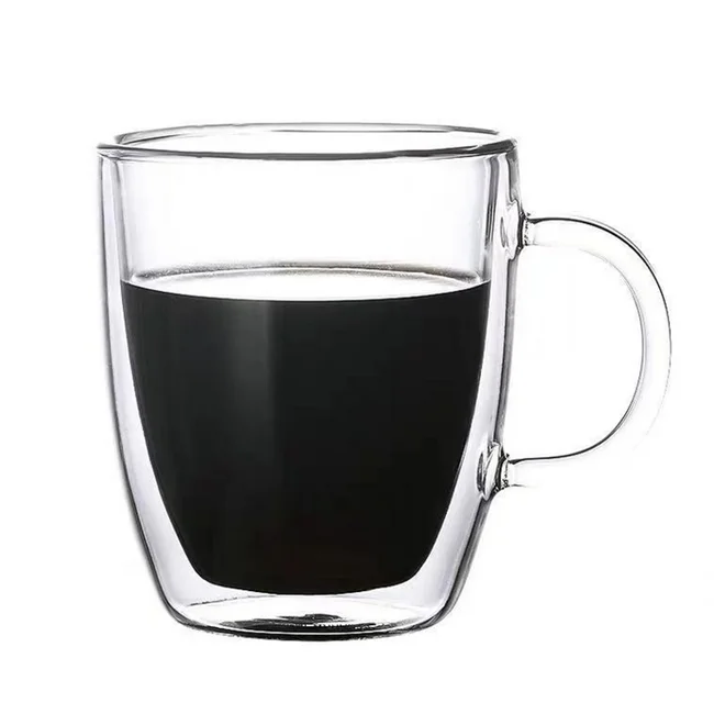 Heart love shaped double wall glass coffee cup cute drinkware water milk juice love mug custom glass tea cup
