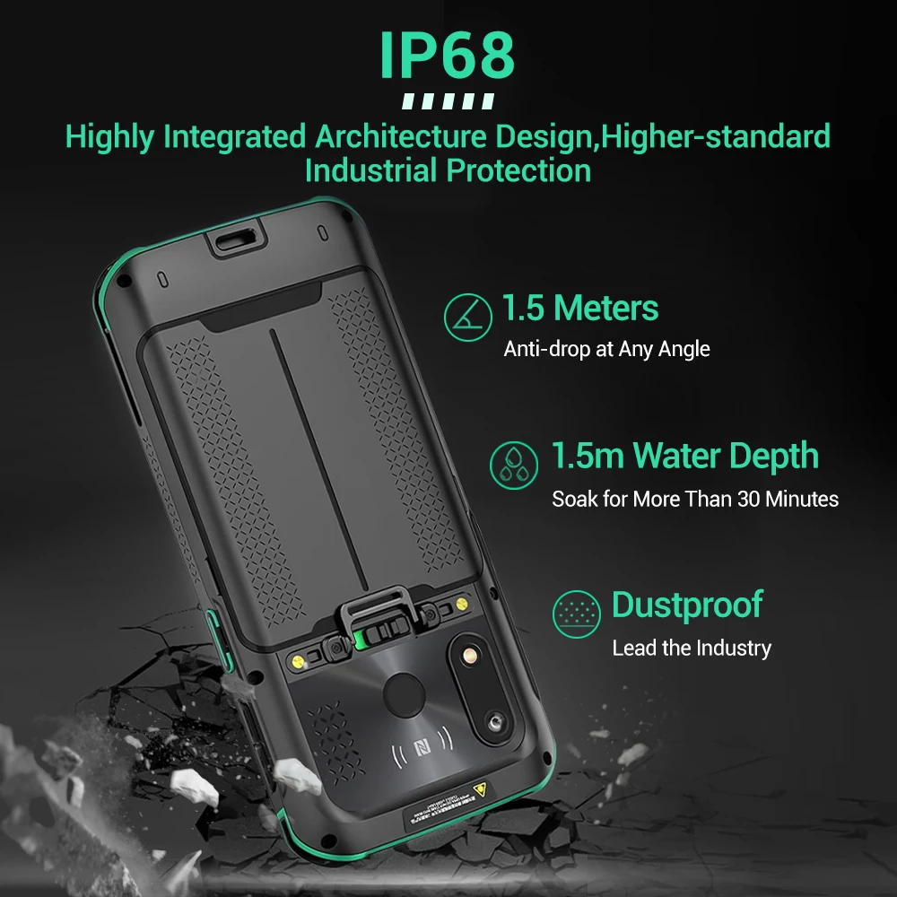 FYJ F9825 PDA 5.5' IP68 Waterproof Handheld Rugged Pda Rfid Reader Barcode Scanner Inventory Pda Android Scanner