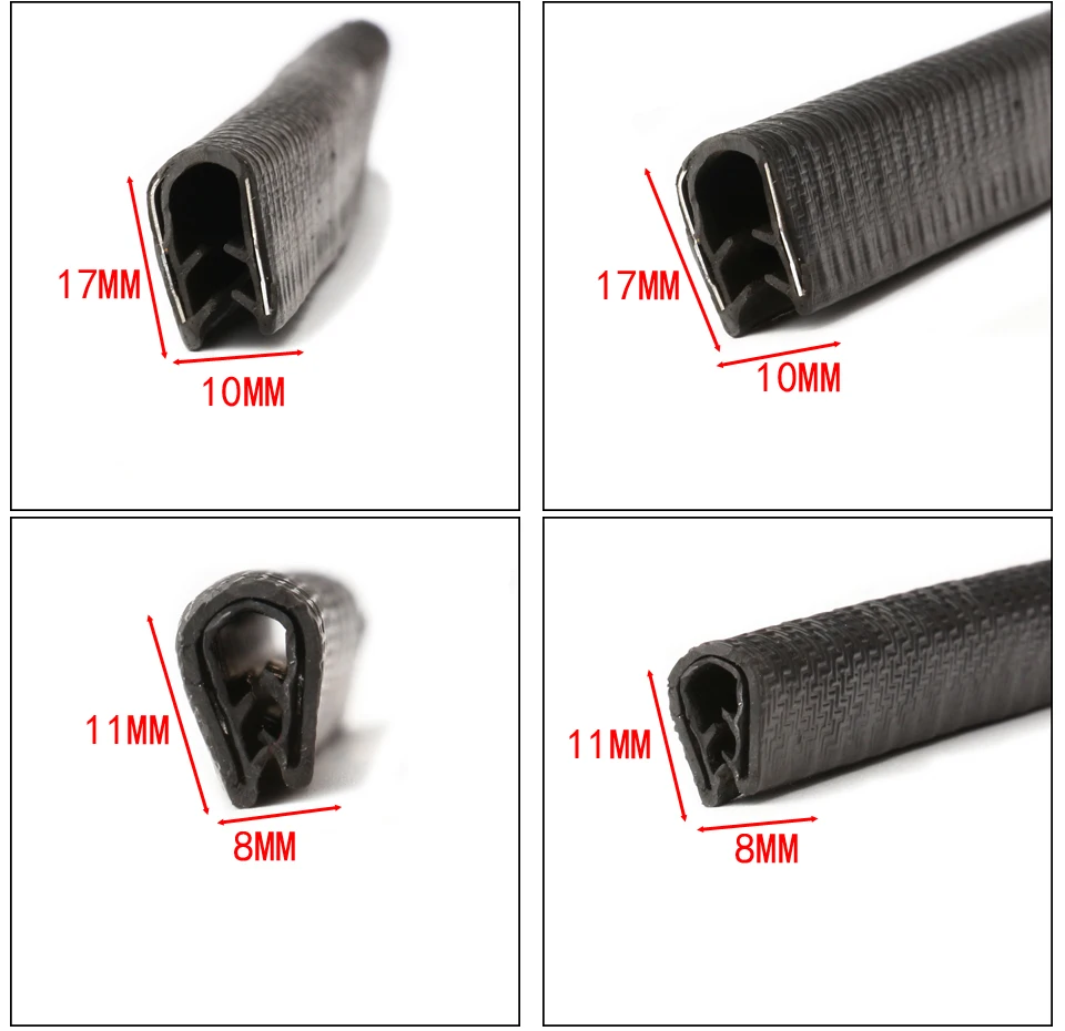 PVC U rubber car door edge protection used for door and window sealing and sound insulation