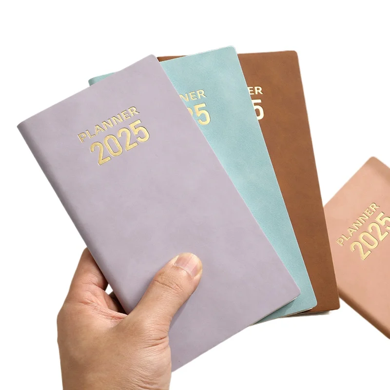 Классический чехол из искусственной кожи с английским ежедневным расписанием блокнот 2025 год 365 дней управление временем планировщик канцелярских товаров логотип на заказ
