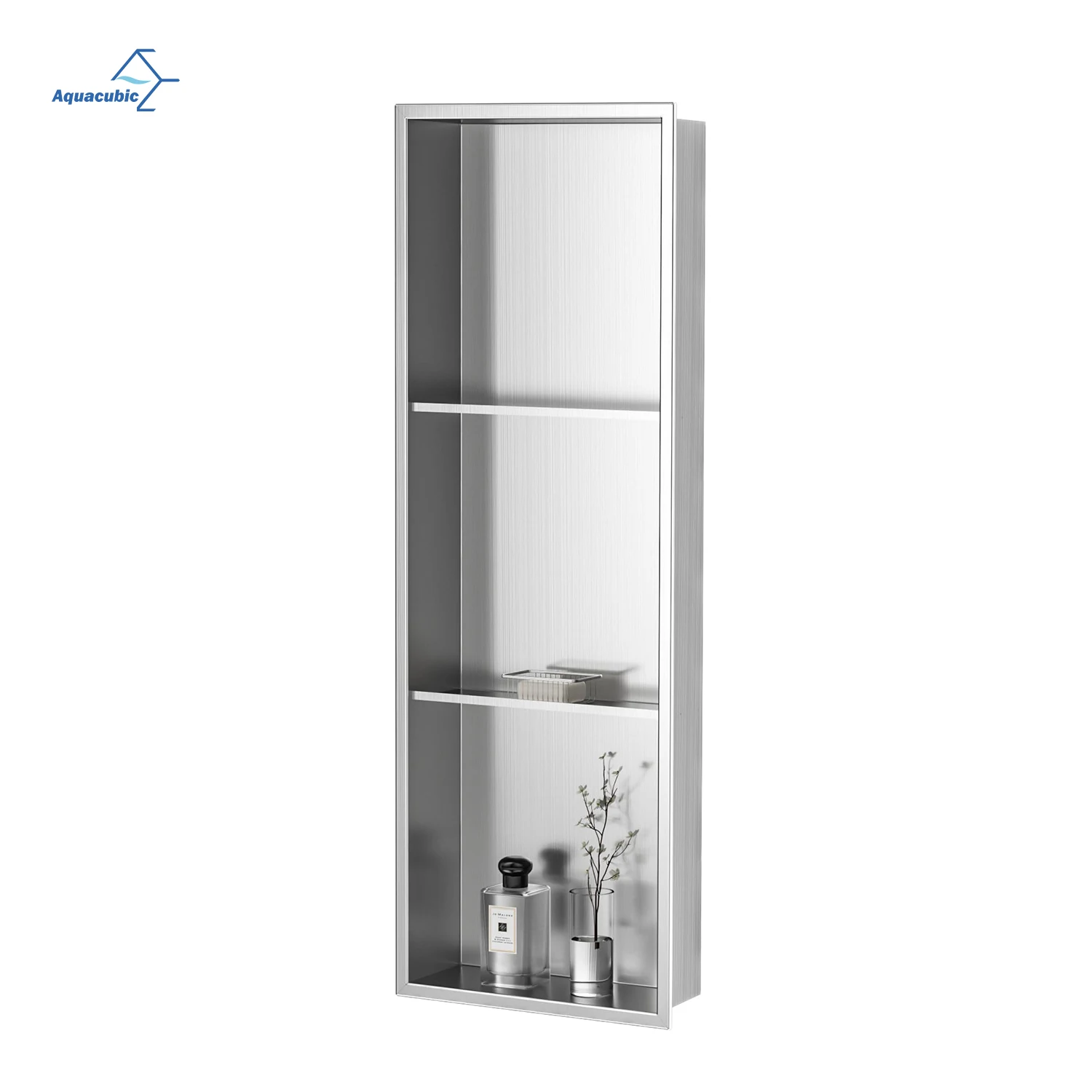 Custom Three Tier Wall Niche Bathroom Niche Cubby 304 Stainless Steel Recessed Shower Shelf for Bathroom Storage