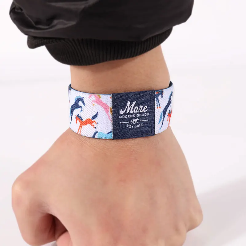 
Custom Sublimation Free Design Elasticated Material Polyester NFC Elastic Wristband Rolls 
