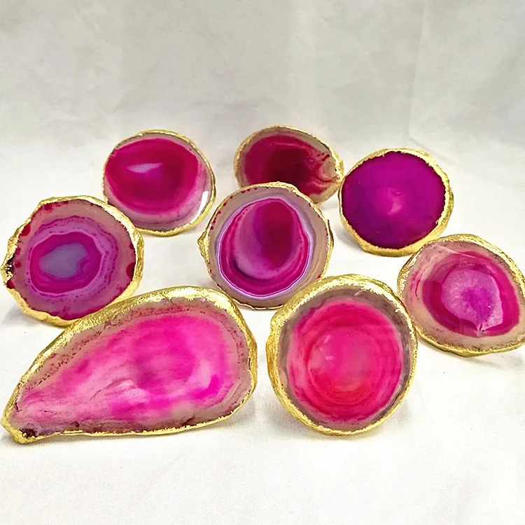 Wholesale crystal napkin rings pink grey blue gold rim black agate geode TABLE NAPKIN RING for wedding restaurant gift