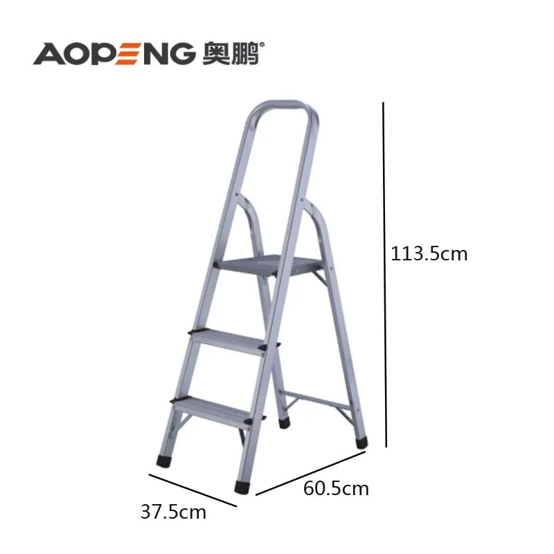 3 step folding aluminium ladder with EN131