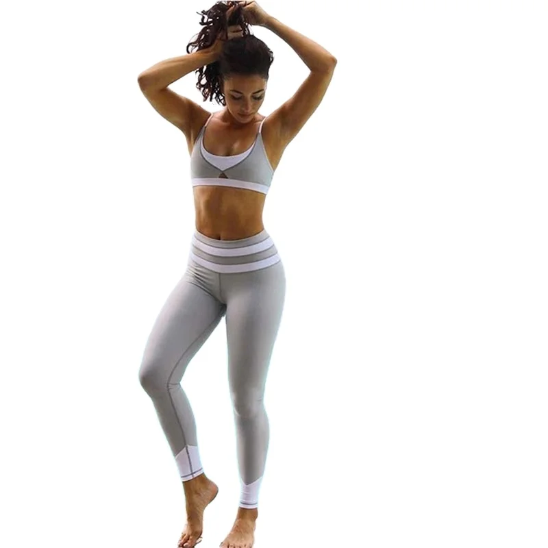 grey/white color fitness clothing private label tight yoga pants