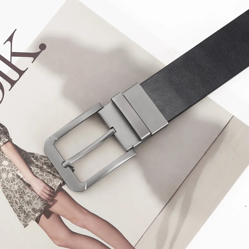2024 New Design Man Belt Reversible Buckle Black Strap TPU Strap Needle Belt Male Belt for Jeans 120cm 130cm