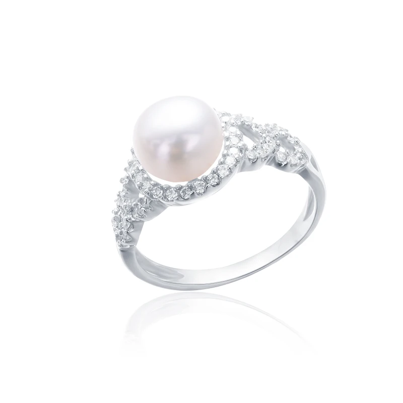 Minimalist Jewelry Simple Stackable Dainty Cubic Zirconia Engagement Ring Womens Wedding Chunky Adjustable Pearl Ring Silver