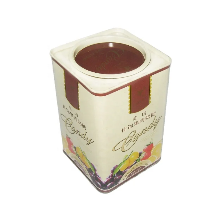 Factory custom printed logo food grade metal tea can candy tin box with small lid