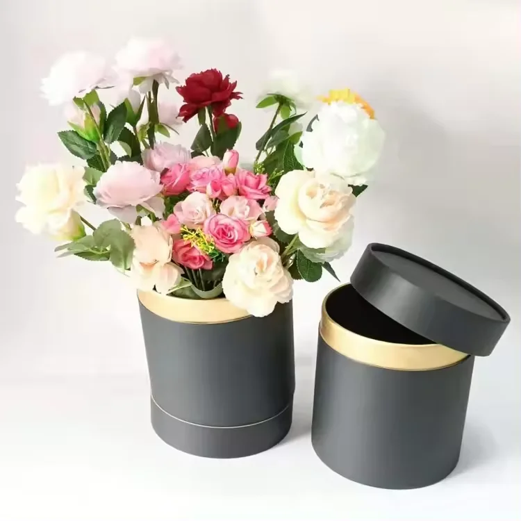 Customized Luxury Cardboard Large Round Flower Packaging Box Rose Paper Box For Bouquets